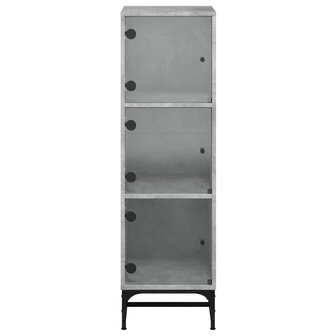 Hoge kast met glazen deuren 35x37x120 cm betongrijs 6