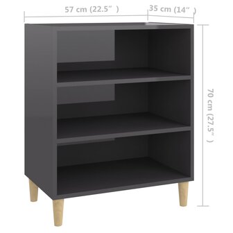 Dressoir 57x35x70 cm bewerkt hout hoogglans grijs 6