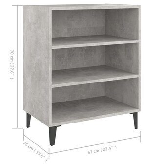 Dressoir 57x35x70 cm bewerkt hout betongrijs 6