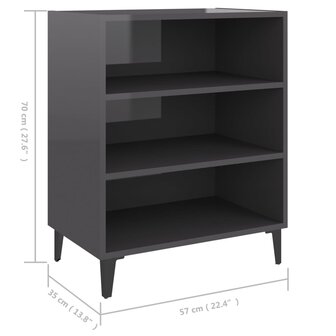 Dressoir 57x35x70 cm bewerkt hout hoogglans grijs 6