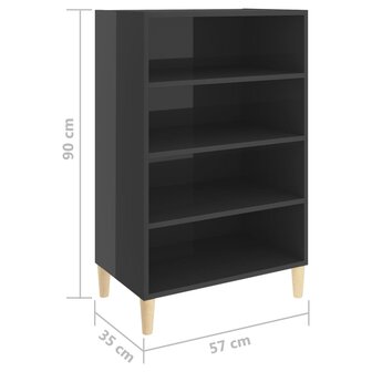 Dressoir 57x35x90 cm bewerkt hout hoogglans grijs 6