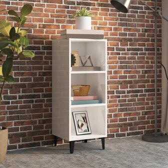 Dressoir 34,5x32,5x90 cm bewerkt hout hoogglans wit 1