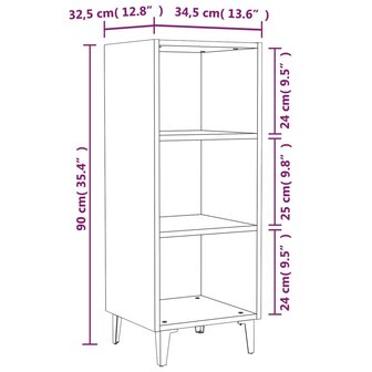Dressoir 34,5x32,5x90 cm bewerkt hout hoogglans wit 7