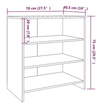 Dressoir 70x40,5x75 cm bewerkt hout grijs sonoma eikenkleurig 7
