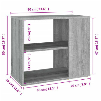 Bijzetkast 60x30x50 cm bewerkt hout grijs sonoma eikenkleurig 7