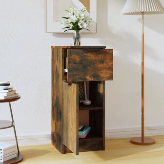 Dressoir 30x30x70 cm bewerkt hout gerookt eikenkleurig 3