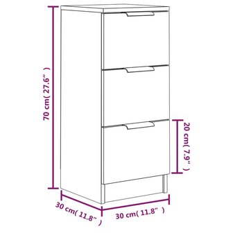 Dressoir 30x30x70 cm bewerkt hout grijs sonoma eikenkleurig 9