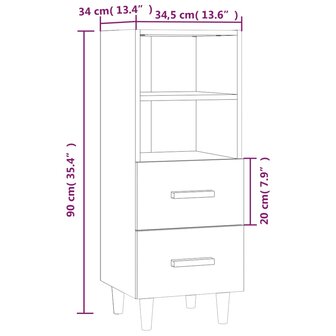 Dressoir 34,5x34x90 cm bewerkt hout bruin eikenkleur 8