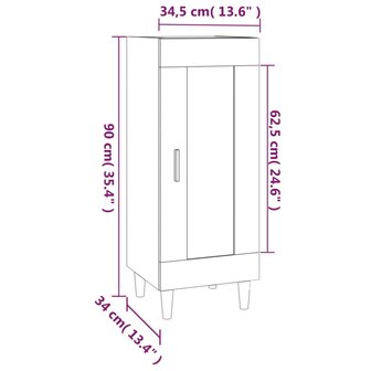 Dressoir 34,5x34x90 cm bewerkt hout bruin eikenkleur 9