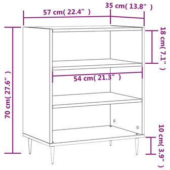 Dressoir 57x35x70 cm bewerkt hout grijs sonoma eikenkleurig 9