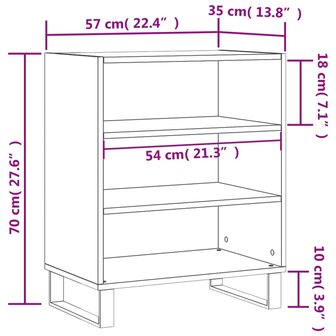 Dressoir 57x35x70 cm bewerkt hout grijs sonoma eikenkleurig 9