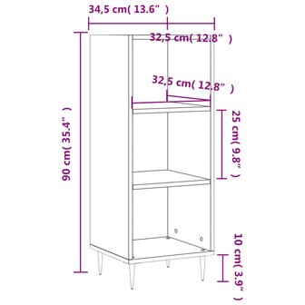 Dressoir 34,5x32,5x90 cm bewerkt hout grijs sonoma eikenkleurig 9