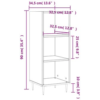 Dressoir 34,5x32,5x90 cm bewerkt hout gerookt eikenkleurig 9