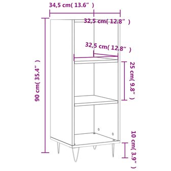 Dressoir 34,5x32,5x90 cm bewerkt hout wit 9
