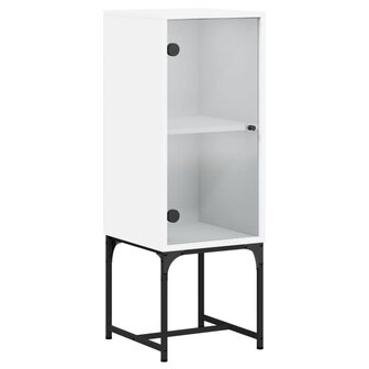 Bijzetkast met glazen deur 35x37x100 cm wit 2