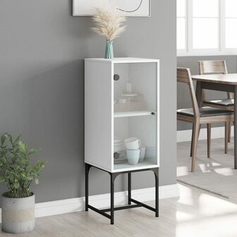 Bijzetkast met glazen deur 35x37x100 cm wit 3