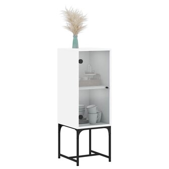 Bijzetkast met glazen deur 35x37x100 cm wit 4