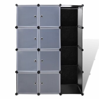 Kast met 9 vakken modulair 109x36,5x143 cm zwart en wit  3