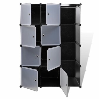 Kast met 9 vakken modulair 109x36,5x143 cm zwart en wit  4