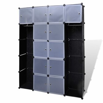 Kast modulair met 14 vakken 37x146x180,5 cm zwart en wit 2