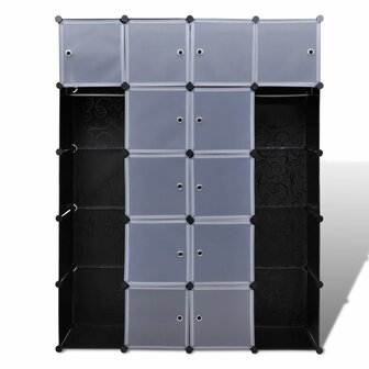 Kast modulair met 14 vakken 37x146x180,5 cm zwart en wit 3