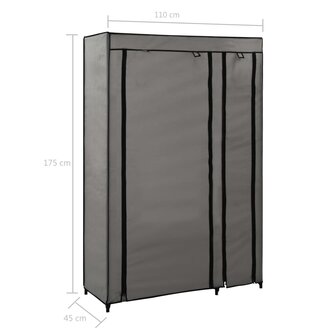 Kledingkasten opvouwbaar 2 st 110x45x175 cm stof grijs 8