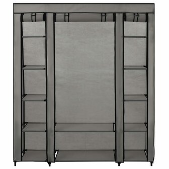 Kledingkast met vakken en stangen 150x45x176 cm stof grijs 2