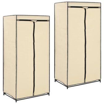 Kledingkasten 2 st 75x50x160 cm cr&egrave;me 1