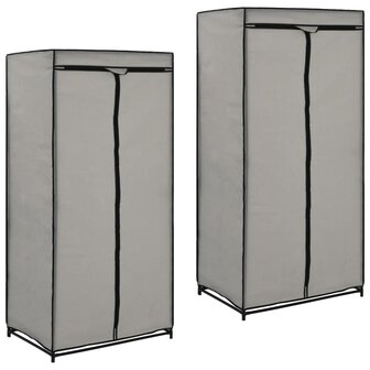 Kledingkasten 2 st 75x50x160 cm grijs 1