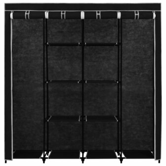 Kledingkast met 4 vakken 175x45x170 cm zwart 5