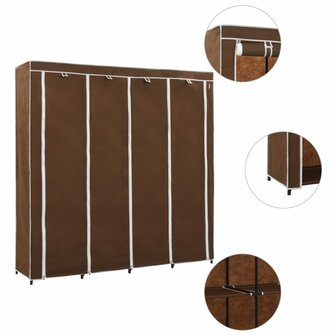 Kledingkast met 4 vakken 175x45x170 cm bruin 1