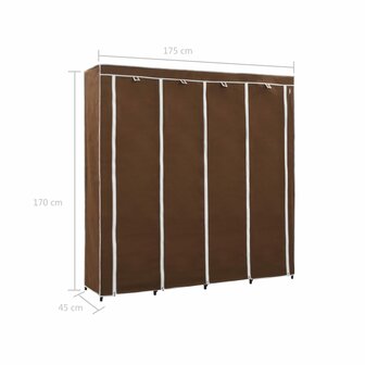 Kledingkast met 4 vakken 175x45x170 cm bruin 8