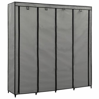 Kledingkast met 4 vakken 175x45x170 cm grijs 2