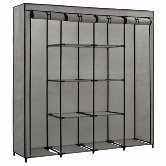 Kledingkast met 4 vakken 175x45x170 cm grijs 3