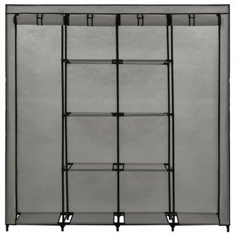 Kledingkast met 4 vakken 175x45x170 cm grijs 5