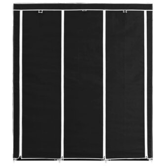 Kledingkast met vakken en stangen 150x45x175 cm stof zwart 3