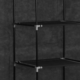 Kledingkast met vakken en stangen 150x45x175 cm stof zwart 5