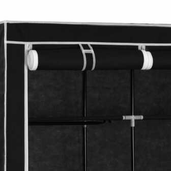 Kledingkast met vakken en stangen 150x45x175 cm stof zwart 6