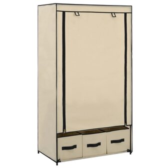 Kledingkast 87x49x159 cm stof cr&egrave;me 1
