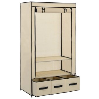 Kledingkast 87x49x159 cm stof cr&egrave;me 3