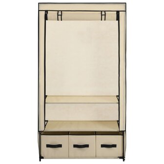 Kledingkast 87x49x159 cm stof cr&egrave;me 4