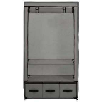Kledingkast 87x49x159 cm stof grijs 4