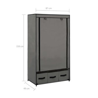 Kledingkast 87x49x159 cm stof grijs 8