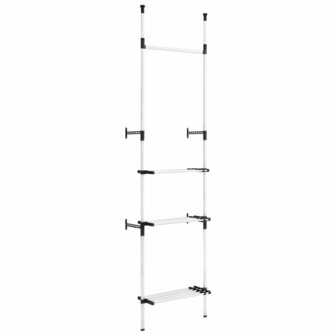 Kledingkastsysteem met stangen en schap telescopisch aluminium 2