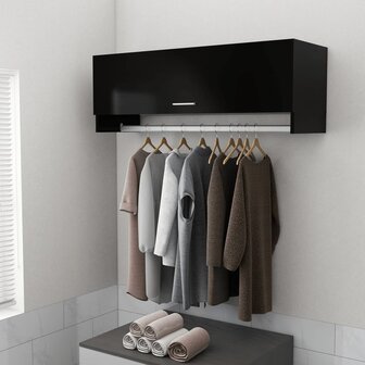 Kledingkast 100x32,5x35 cm bewerkt hout zwart 1