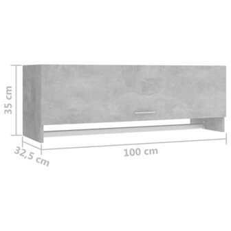Kledingkast 100x32,5x35 cm bewerkt hout betongrijs 8