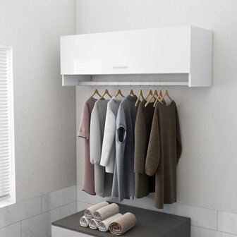 Kledingkast 100x32,5x35 cm bewerkt hout hoogglans wit 1