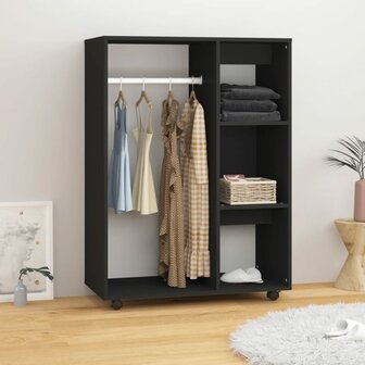Kledingkast 80x40x110 cm bewerkt hout zwart 1