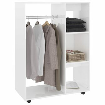 Kledingkast 80x40x110 cm bewerkt hout hoogglans wit 4