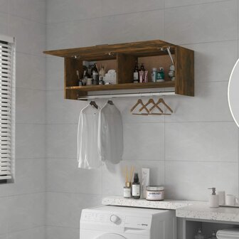 Kledingkast 100x32,5x35 cm bewerkt hout gerookt eikenkleurig 7
